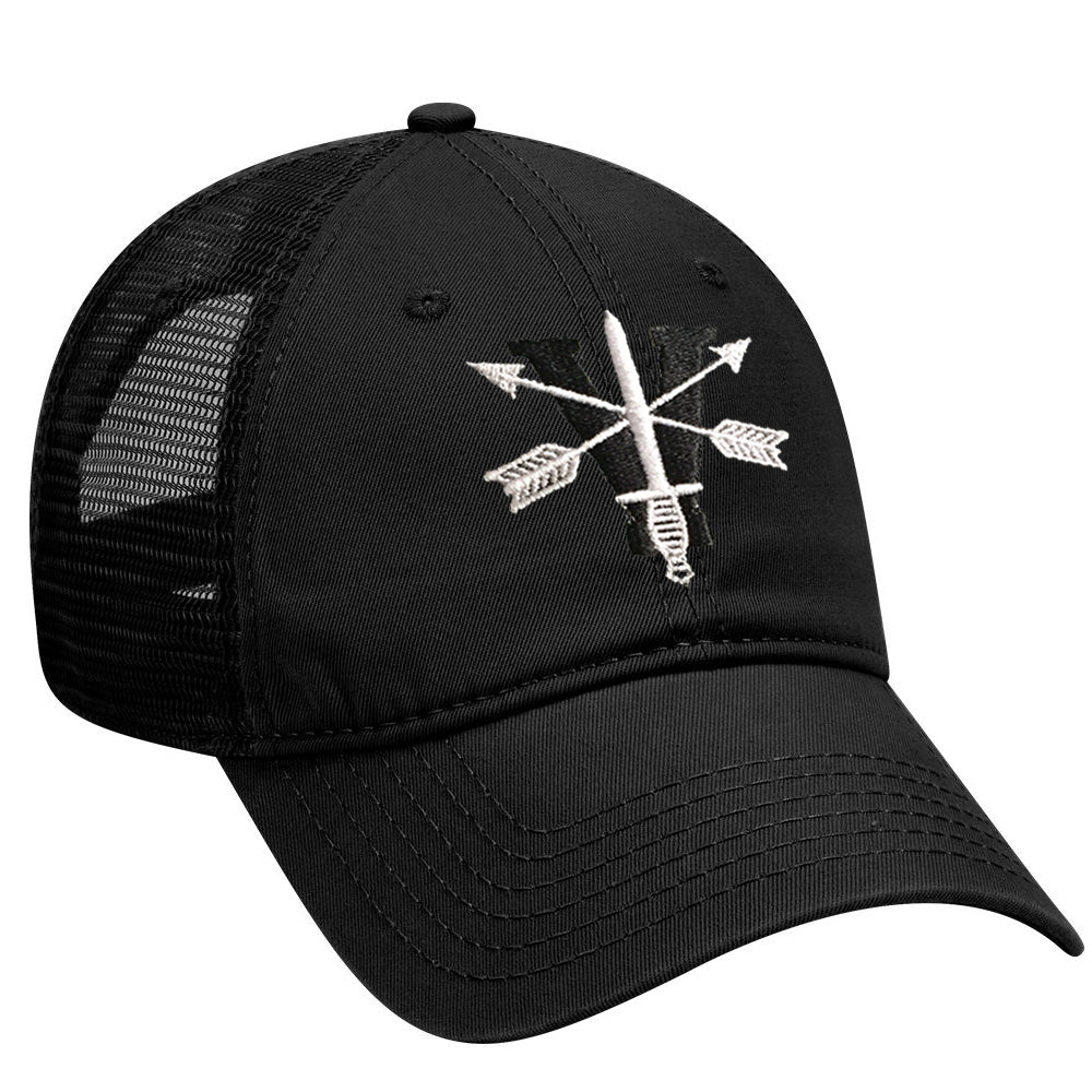 5th Special Forces Group V Black and Gray Ball Cap - MESH